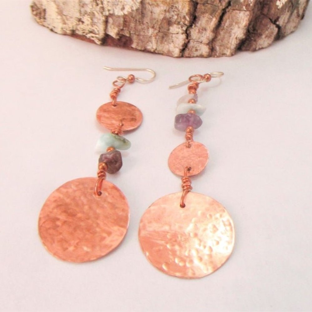 Mismatched Copper Earrings